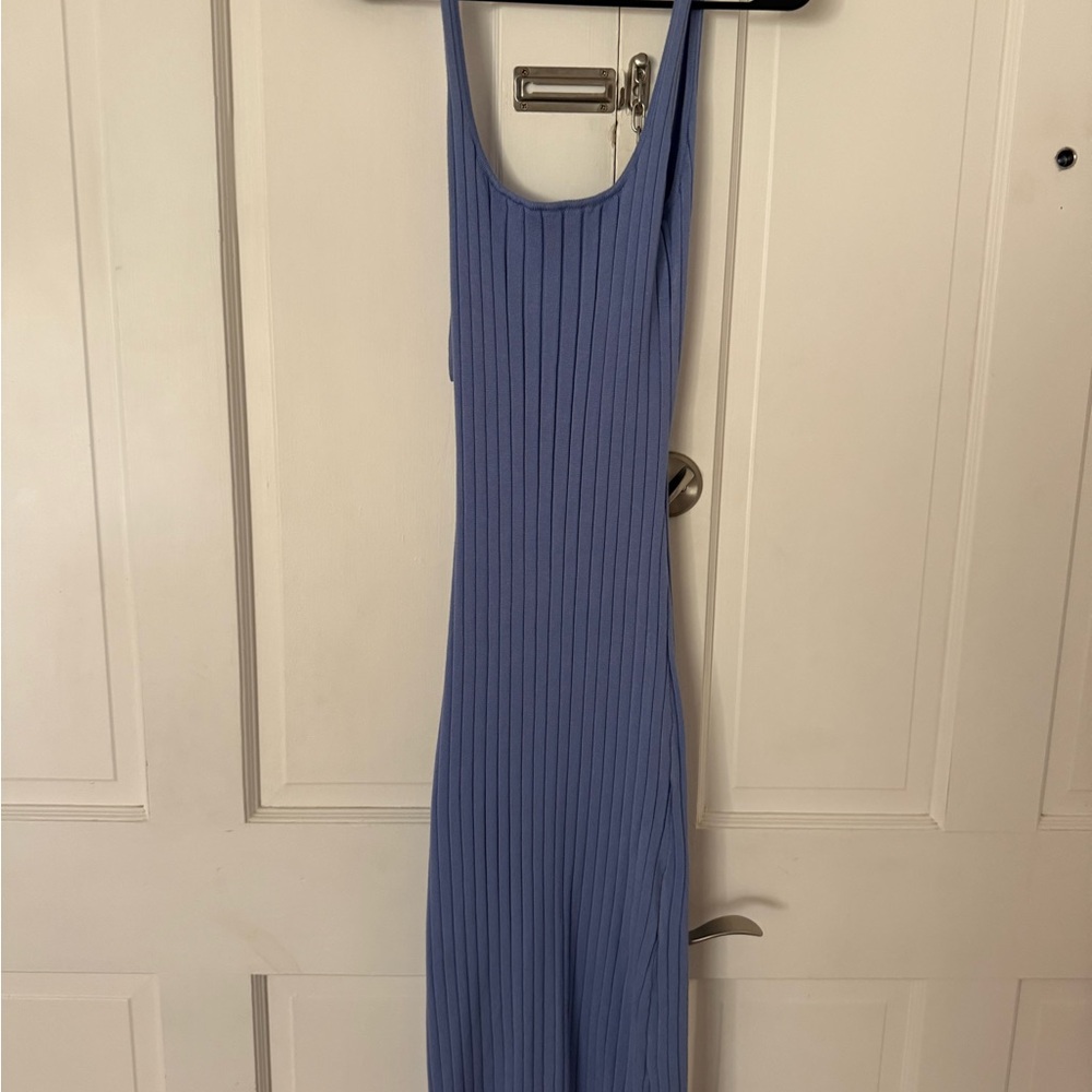 Glassons Ribbed Backless Blue Dress